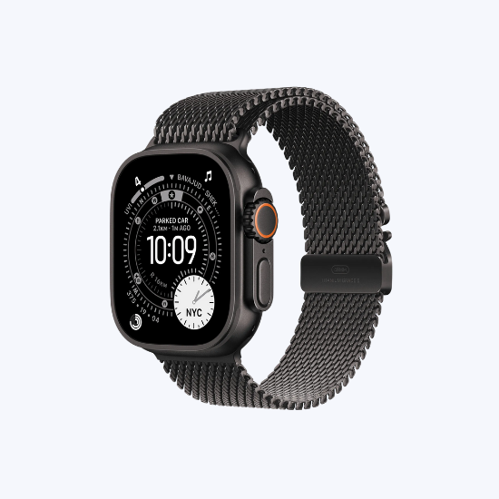 Picture of Apple Watch Ultra 3 GPS+Cellular with Black Titanium Milanese Loop - M (49mm Retina LTPO3 OLED Display, Black Titanium Case)